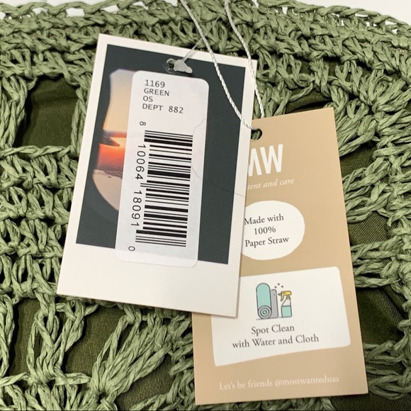 *SOLD* MOST WANTED USA Seagrass Woven Tote Shoulder Bag in Green - Picture 6 of 11